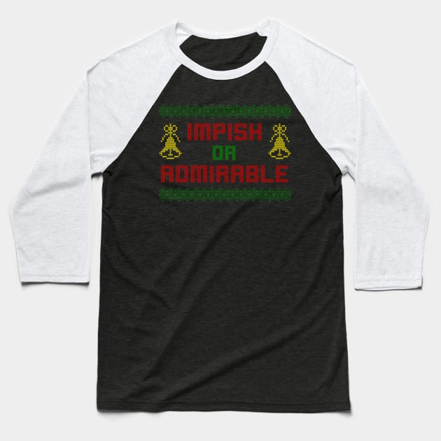 Impish or Admirable Belsnickel Christmas Ugly Sweater The Office Baseball T-Shirt by graphicbombdesigns